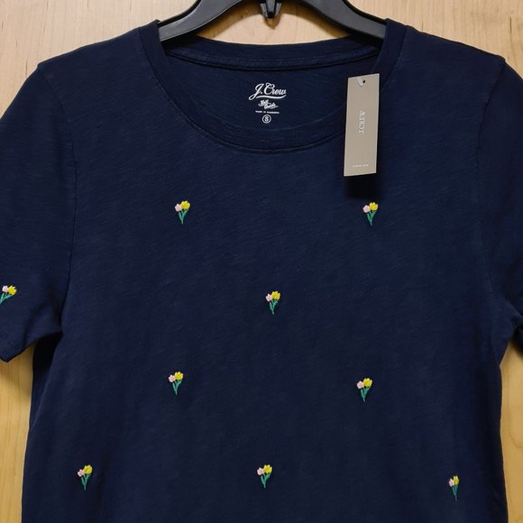 J.Crew NWT Embroidered Tulips T-Shirt Top S - Picture 5 of 11